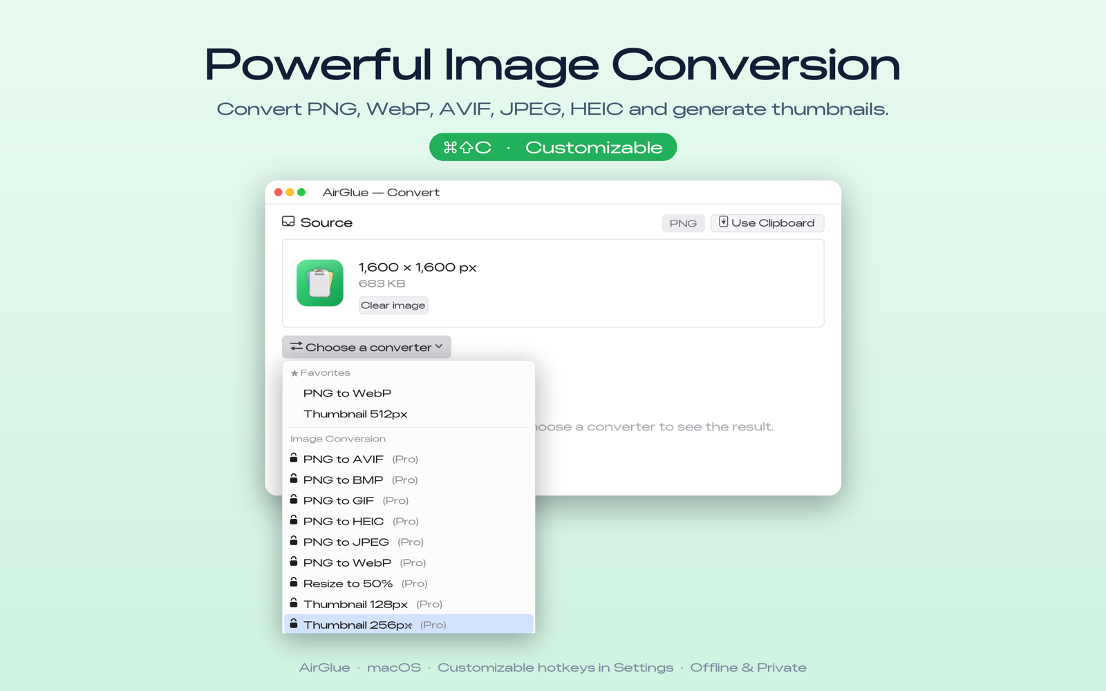 Conversione immagini (WebP, AVIF, HEIC) e thumbnail